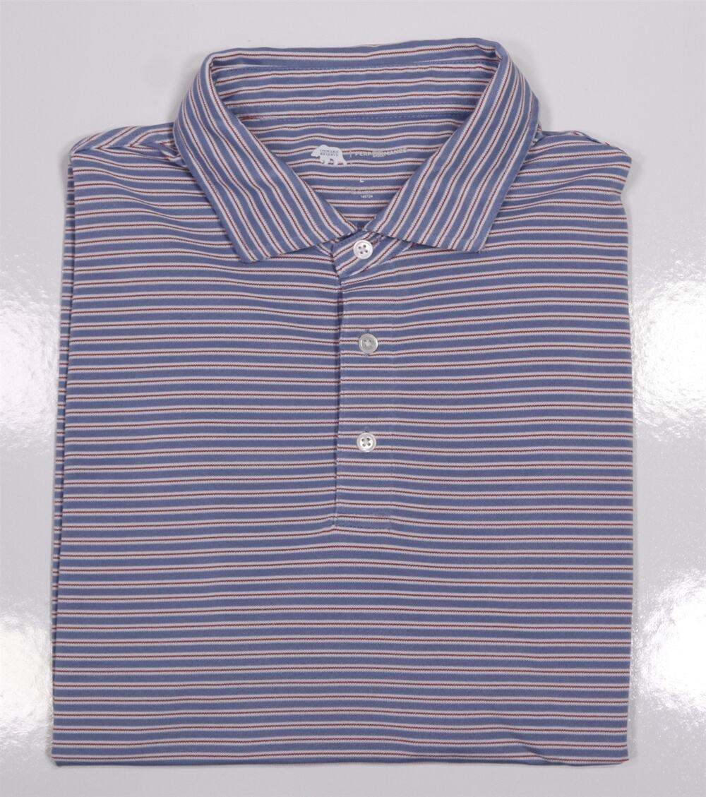 Onward Reserve Blue Red Striped Performance Golf Polo Shirt Large